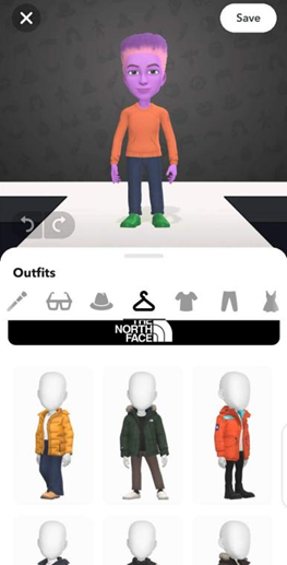 My AI’s outfit options