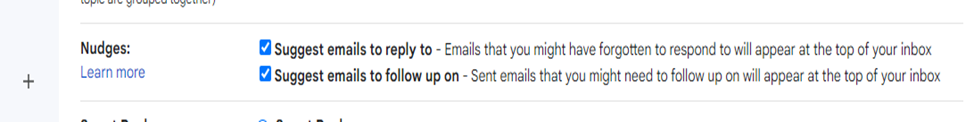 Nudges option in Gmail Settings
