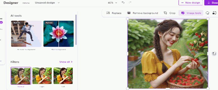 Bing-created image in Microsoft Designer for customization
