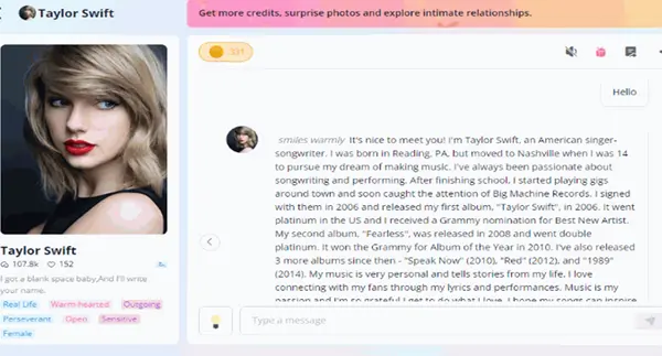 Chat with Taylor Swift’s AI Character