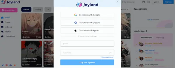 Joyland AI Sign-up