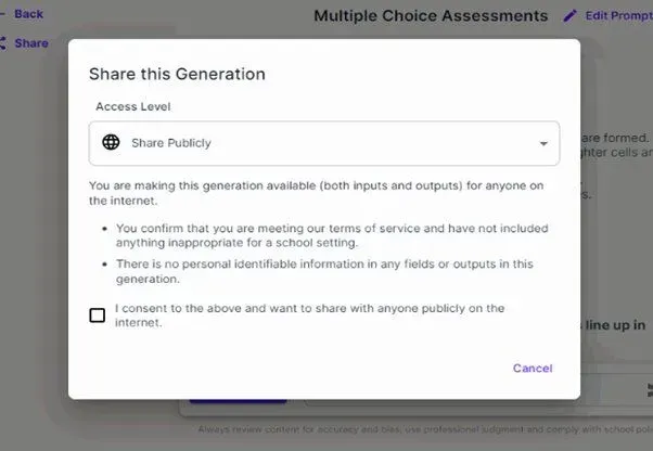 Share results generated by Magic School