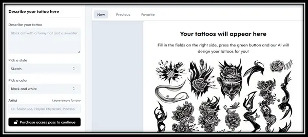 TattoosAI user interface