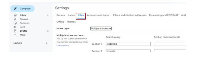 Inbox Tab in Gmail Settings