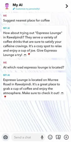 My AI described the location of the nearest coffee shop.