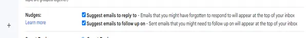 Nudges option in Gmail Settings