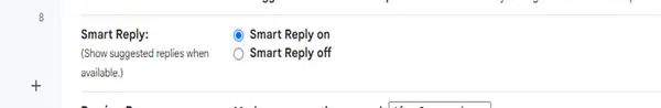 Smart Reply option in Gmail settings