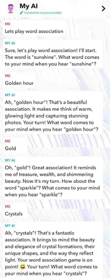 Snapchat’s AI playing word association