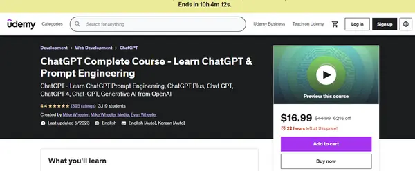 The Complete ChatGPT Course: Learn Prompt Engineering and GPT-4 with Udemy