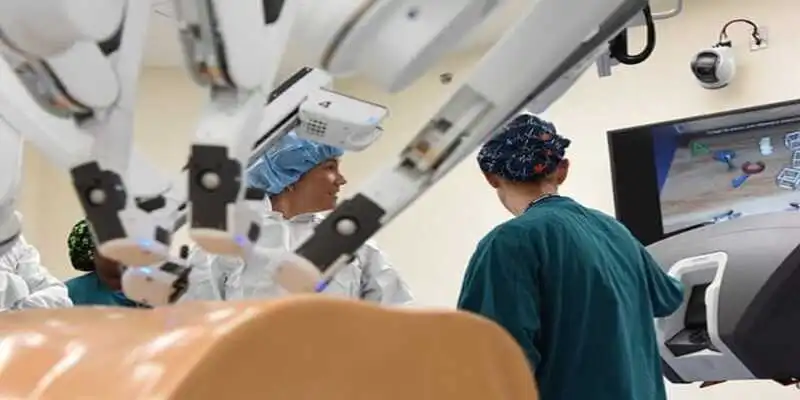 Robotic surgery in progress